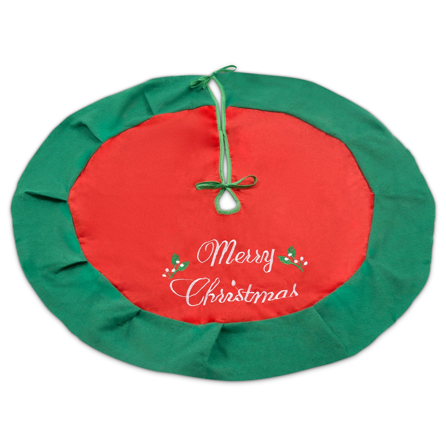 Merry Christmas 80cm Tree Skirt Green & Red - Bargainia.com - 