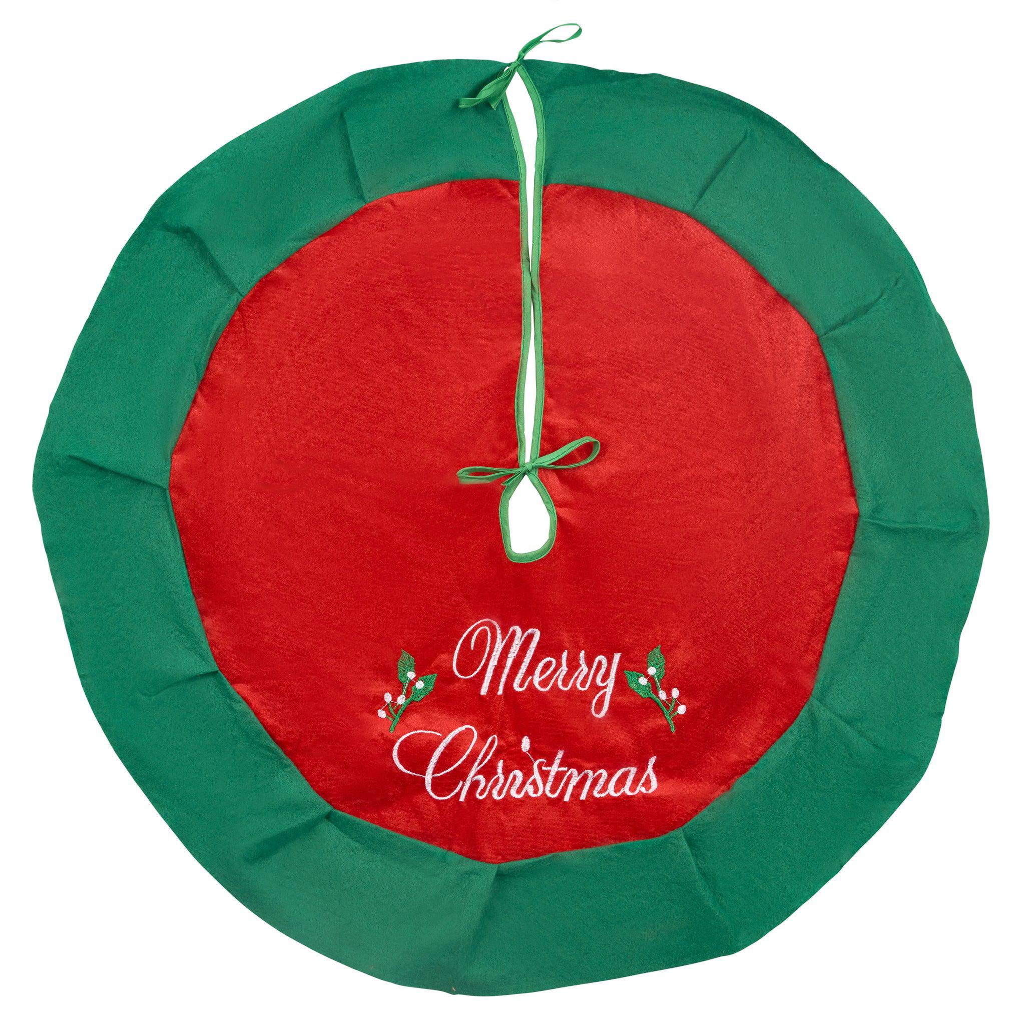 Merry Christmas 80cm Tree Skirt Green & Red Tree Skirt Clearance