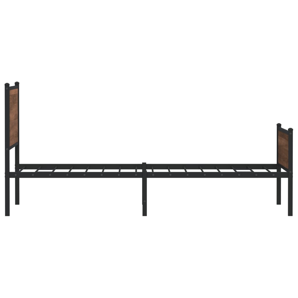 Metal Bed Frame without Mattress Brown Oak 100x190 cm - Bargainia.com - 