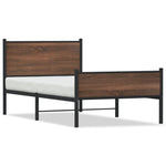 Metal Bed Frame without Mattress Brown Oak 100x190 cm - Bargainia.com - 