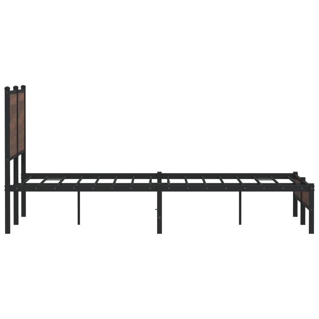 Metal Bed Frame without Mattress Brown Oak 140x200 cm - Bargainia.com - 