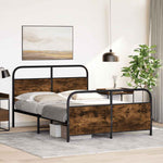 Metal Bed Frame without Mattress Smoked Oak 140x200 cm - Bargainia.com - 
