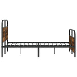 Metal Bed Frame without Mattress Smoked Oak 140x200 cm - Bargainia.com - 