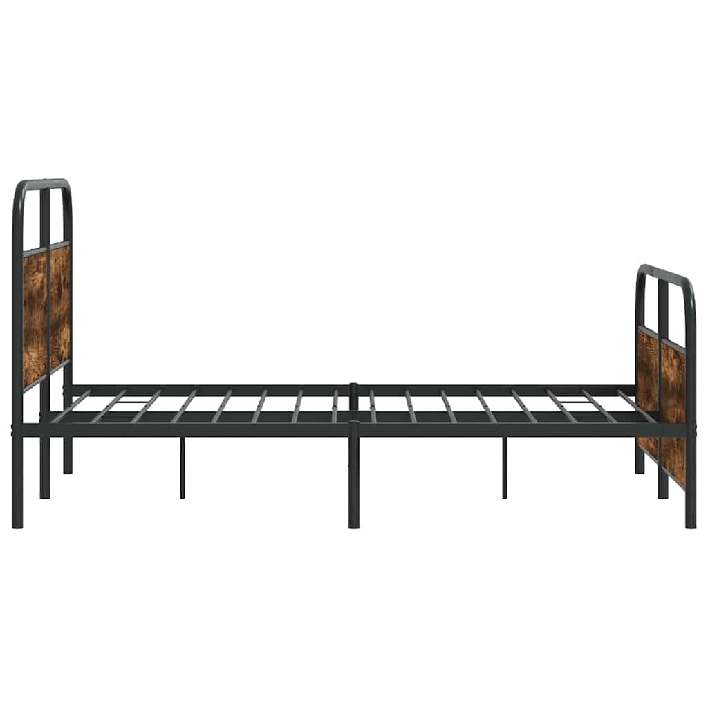 Metal Bed Frame without Mattress Smoked Oak 140x200 cm - Bargainia.com - 