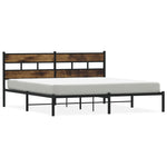 Metal Bed Frame without Mattress Smoked Oak 180x200 cm Super King - Bargainia.com - 