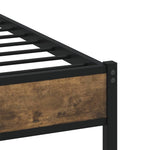 Metal Bed Frame without Mattress Smoked Oak 75x190 cm Small Single - Bargainia.com - 