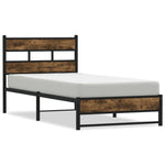 Metal Bed Frame without Mattress Smoked Oak 75x190 cm Small Single - Bargainia.com - 