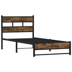 Metal Bed Frame without Mattress Smoked Oak 75x190 cm Small Single - Bargainia.com - 