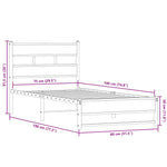 Metal Bed Frame without Mattress Smoked Oak 75x190 cm Small Single - Bargainia.com - 