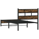 Metal Bed Frame without Mattress Smoked Oak 75x190 cm Small Single - Bargainia.com - 