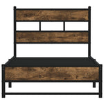 Metal Bed Frame without Mattress Smoked Oak 75x190 cm Small Single - Bargainia.com - 