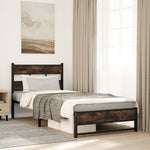 Metal Bed Frame without Mattress Smoked Oak 75x190 cm Small Single - Bargainia.com - 