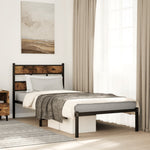 Metal Bed Frame without Mattress Smoked Oak 90x190 cm Single - Bargainia.com - 