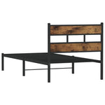 Metal Bed Frame without Mattress Smoked Oak 90x190 cm Single - Bargainia.com - 