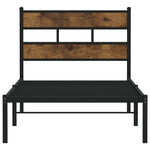 Metal Bed Frame without Mattress Smoked Oak 90x190 cm Single - Bargainia.com - 