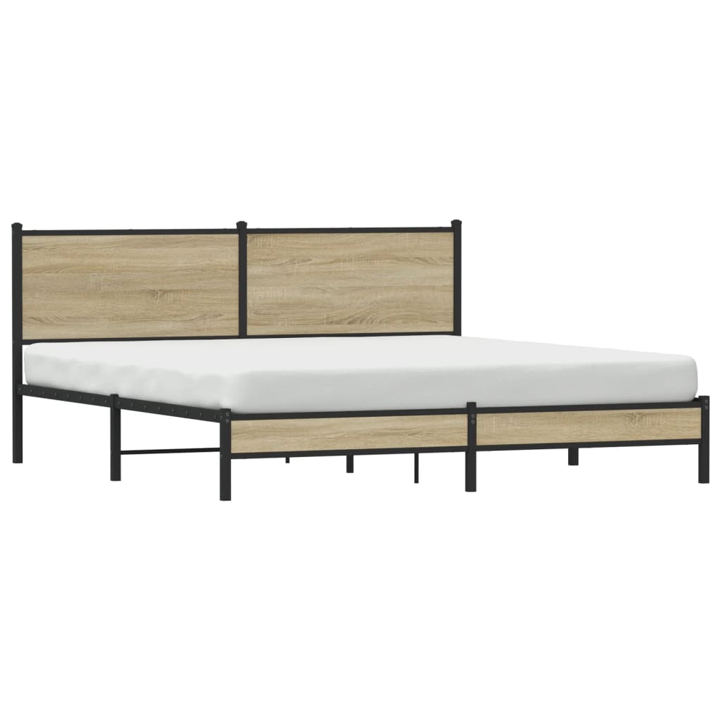 Metal Bed Frame without Mattress Sonoma Oak 183x213 cm - Bargainia.com - 8721102929304 - 3301392