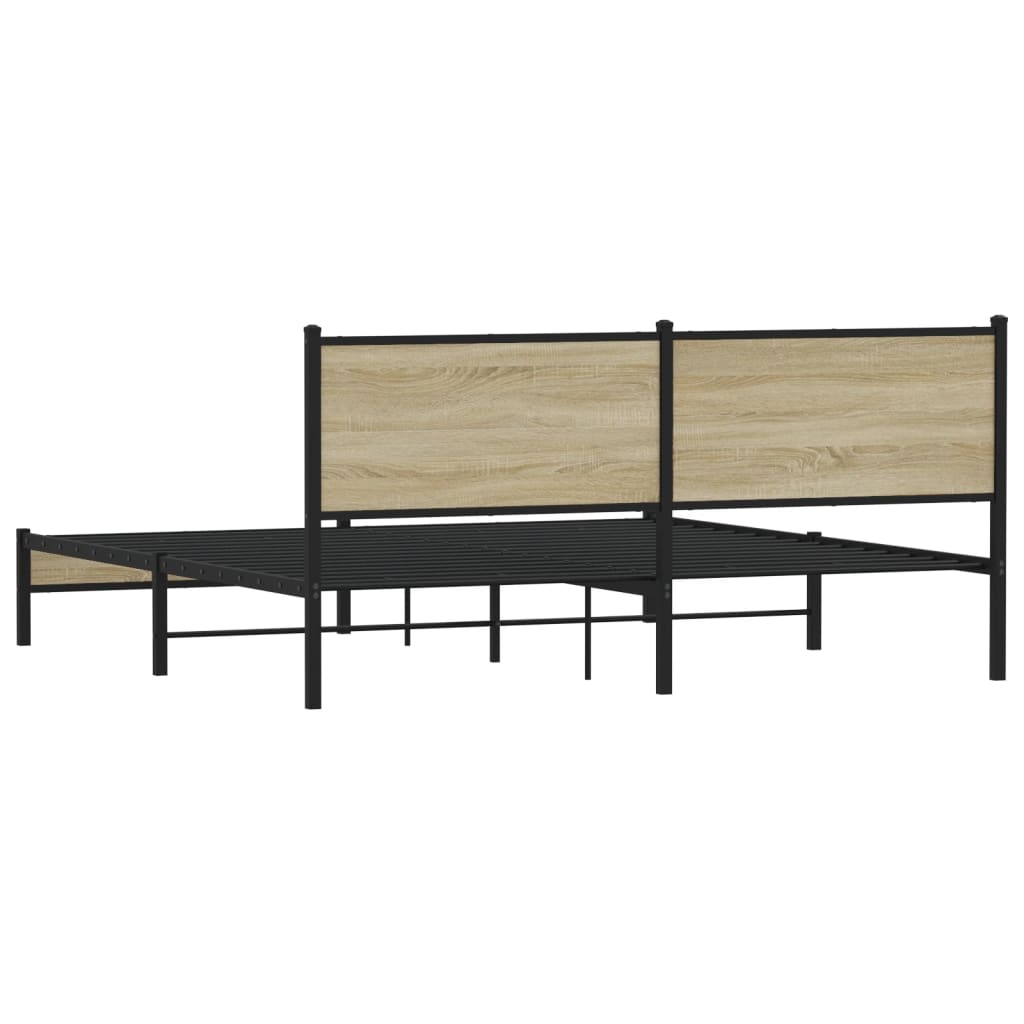 Metal Bed Frame without Mattress Sonoma Oak 183x213 cm - Bargainia.com - 8721102929304 - 3301392