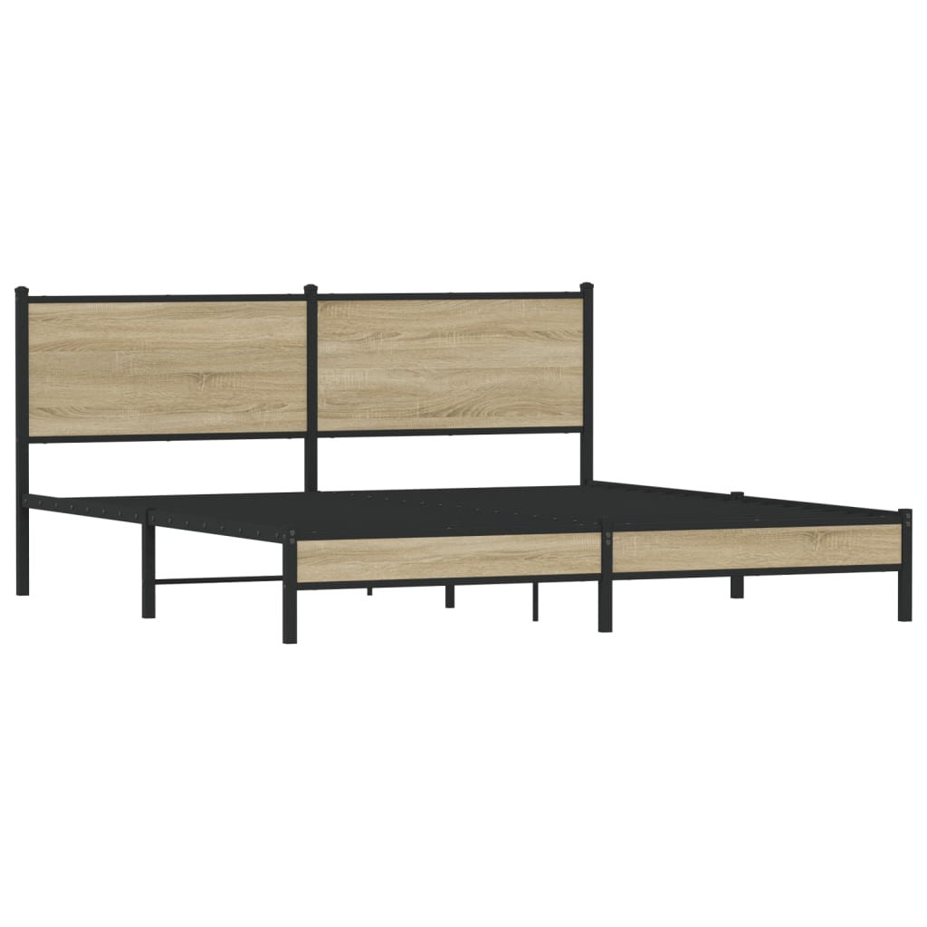 Metal Bed Frame without Mattress Sonoma Oak 183x213 cm - Bargainia.com - 8721102929304 - 3301392