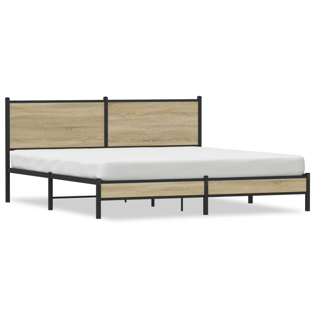 Metal Bed Frame without Mattress Sonoma Oak 183x213 cm - Bargainia.com - 8721102929304 - 3301392