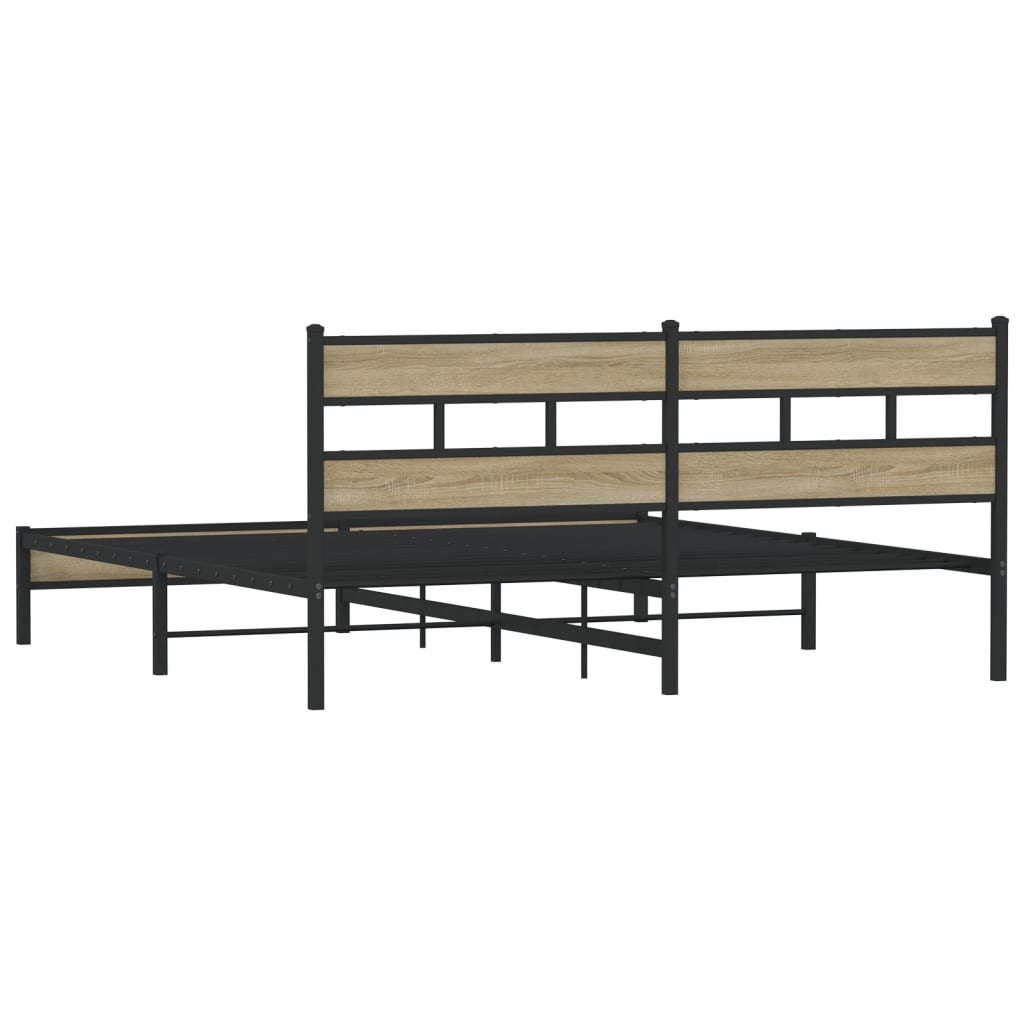 Metal Bed Frame without Mattress Sonoma Oak 183x213 cm - Bargainia.com - 8721158367792 - 3308496