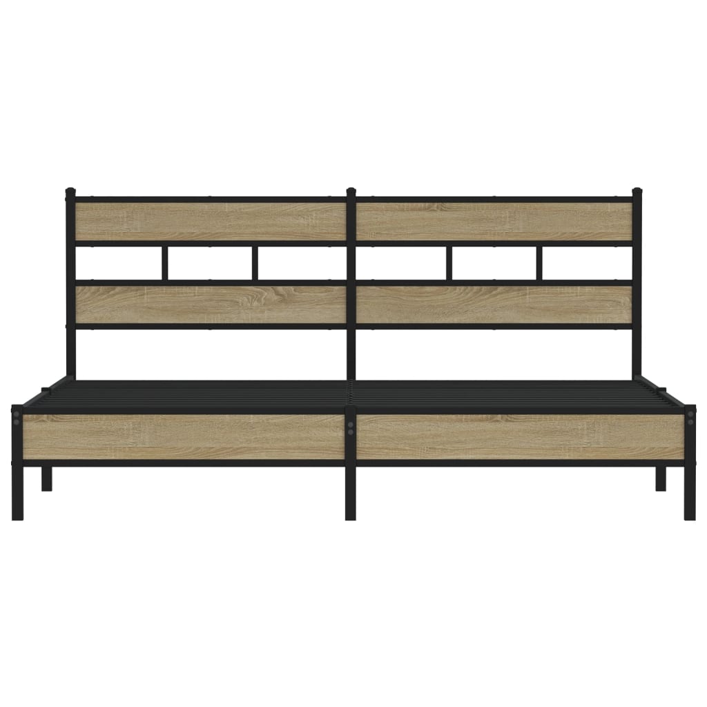 Metal Bed Frame without Mattress Sonoma Oak 183x213 cm - Bargainia.com - 8721158367792 - 3308496