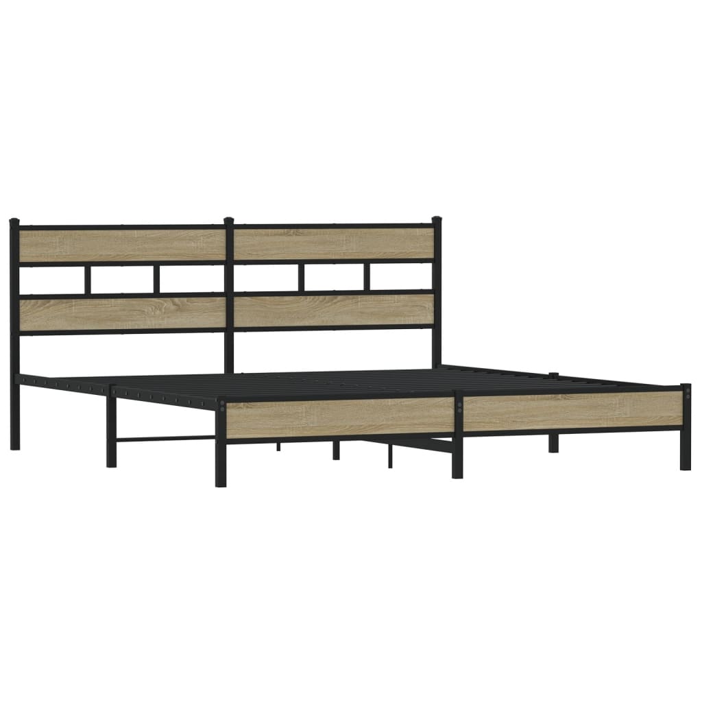 Metal Bed Frame without Mattress Sonoma Oak 183x213 cm - Bargainia.com - 8721158367792 - 3308496