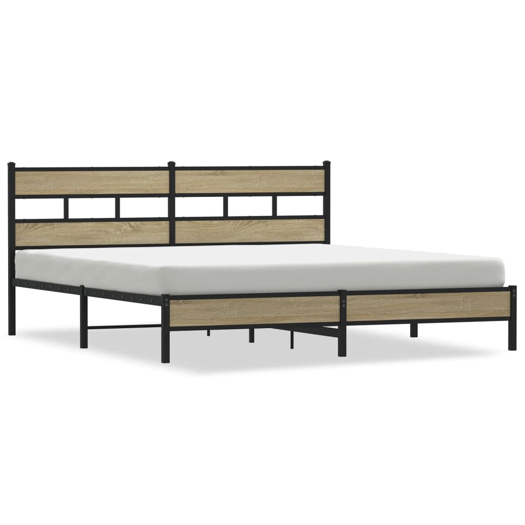 Metal Bed Frame without Mattress Sonoma Oak 183x213 cm - Bargainia.com - 8721158367792 - 3308496