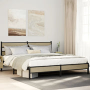 Metal Bed Frame without Mattress Sonoma Oak 183x213 cm - Bargainia.com - 8721158367792 - 3308496