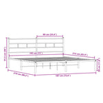 Metal Bed Frame without Mattress Sonoma Oak 183x213 cm - Bargainia.com - 