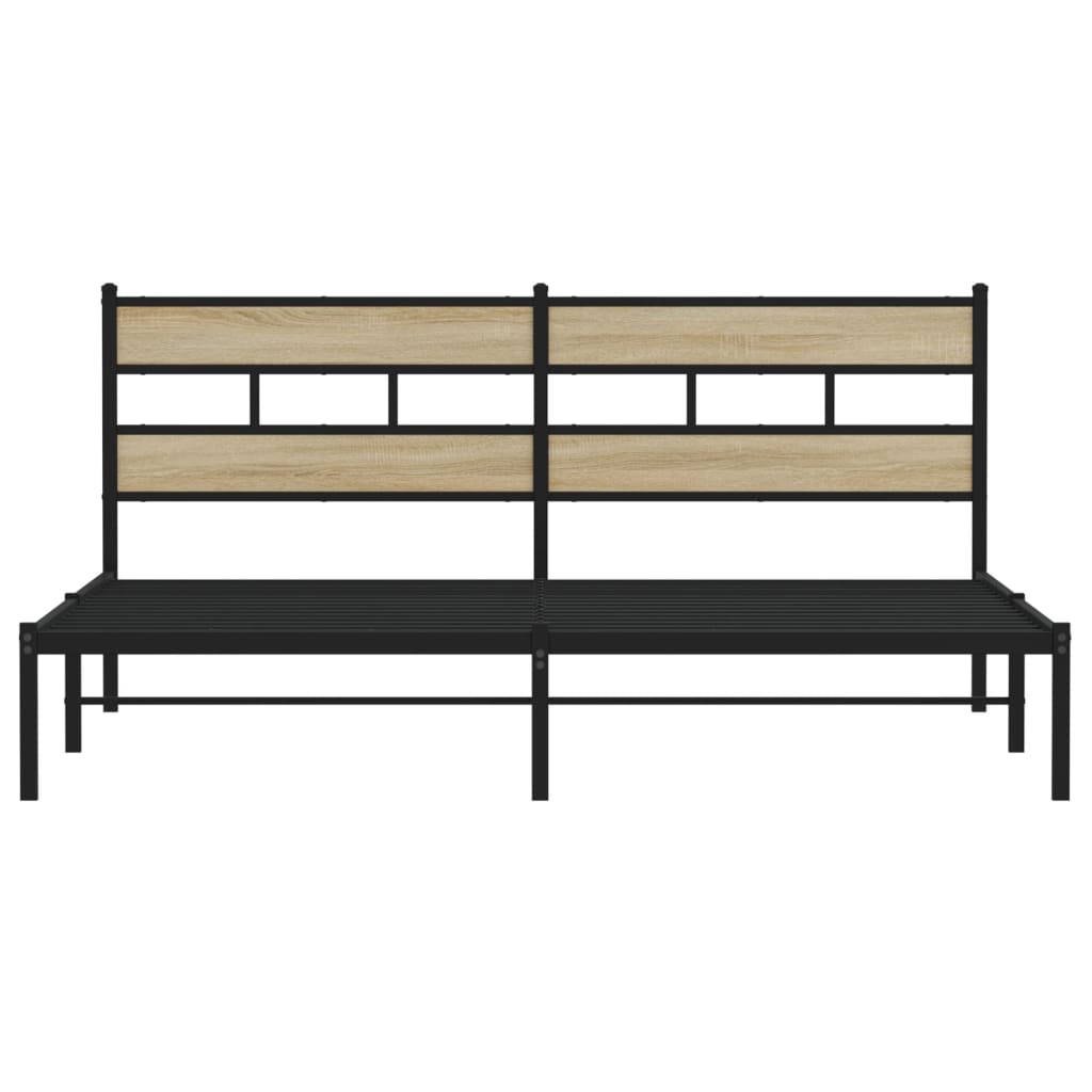 Metal Bed Frame without Mattress Sonoma Oak 183x213 cm - Bargainia.com - 