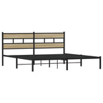 Metal Bed Frame without Mattress Sonoma Oak 183x213 cm - Bargainia.com - 