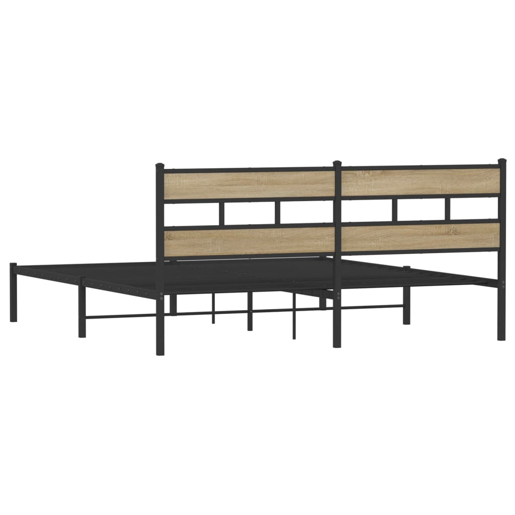 Metal Bed Frame without Mattress Sonoma Oak 183x213 cm - Bargainia.com - 