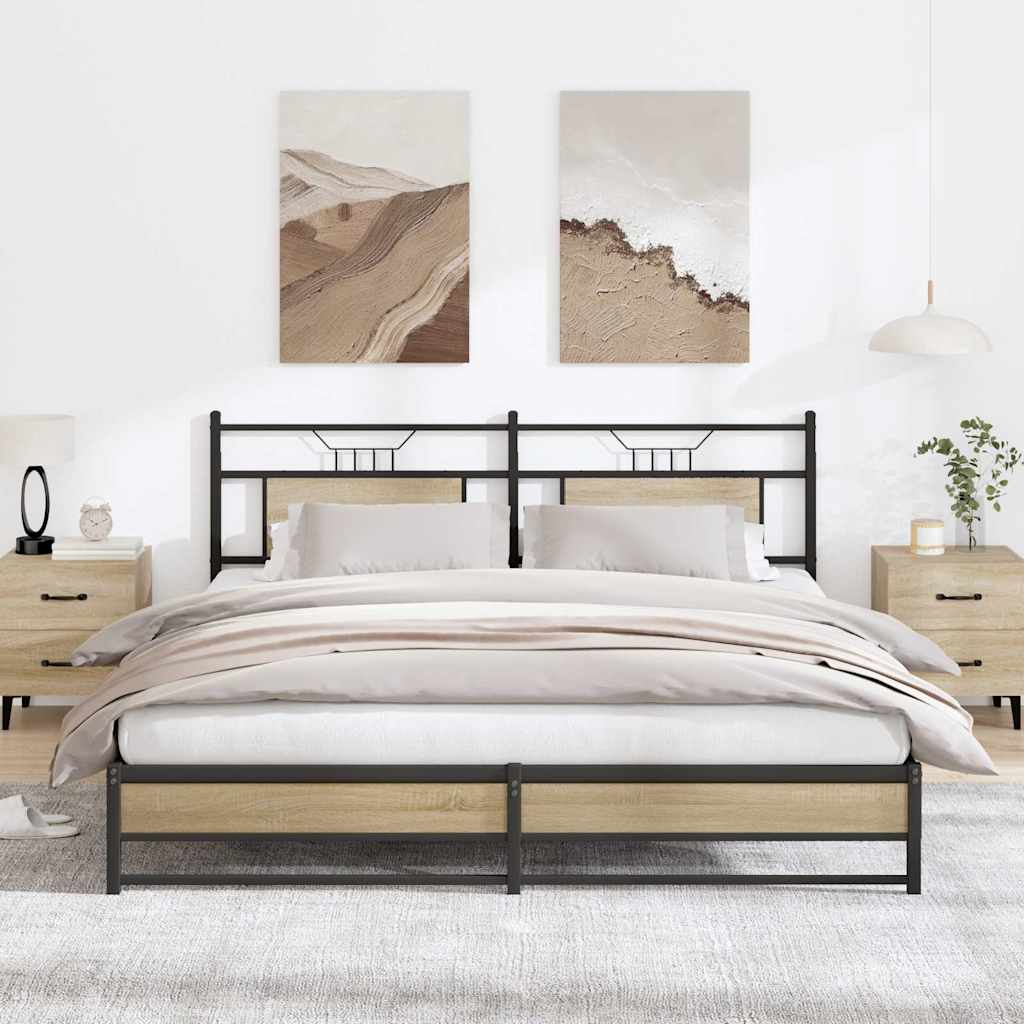 Metal Bed Frame without Mattress Sonoma Oak 183x213 cm - Bargainia.com - 8721158667755 - 3325121