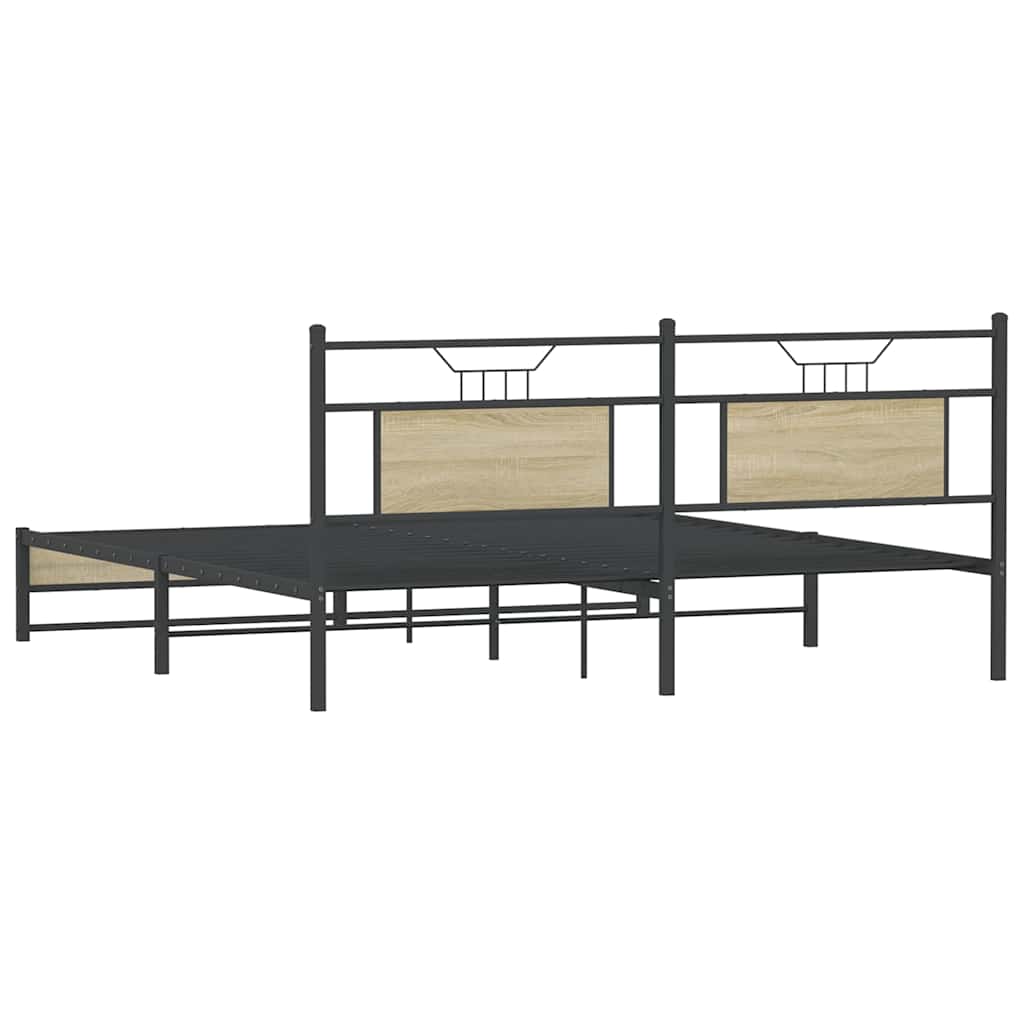 Metal Bed Frame without Mattress Sonoma Oak 183x213 cm - Bargainia.com - 8721158667755 - 3325121