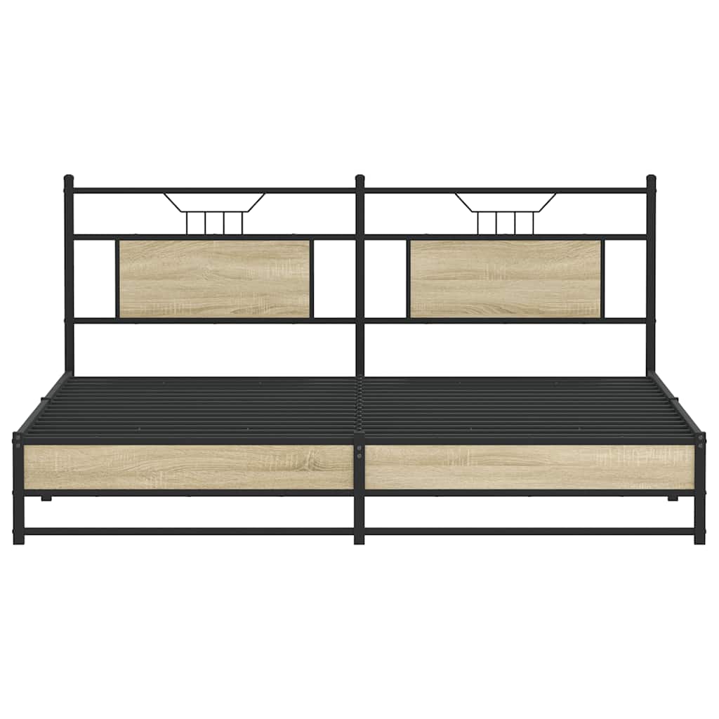 Metal Bed Frame without Mattress Sonoma Oak 183x213 cm - Bargainia.com - 8721158667755 - 3325121