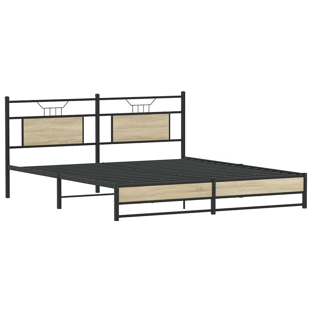 Metal Bed Frame without Mattress Sonoma Oak 183x213 cm - Bargainia.com - 8721158667755 - 3325121