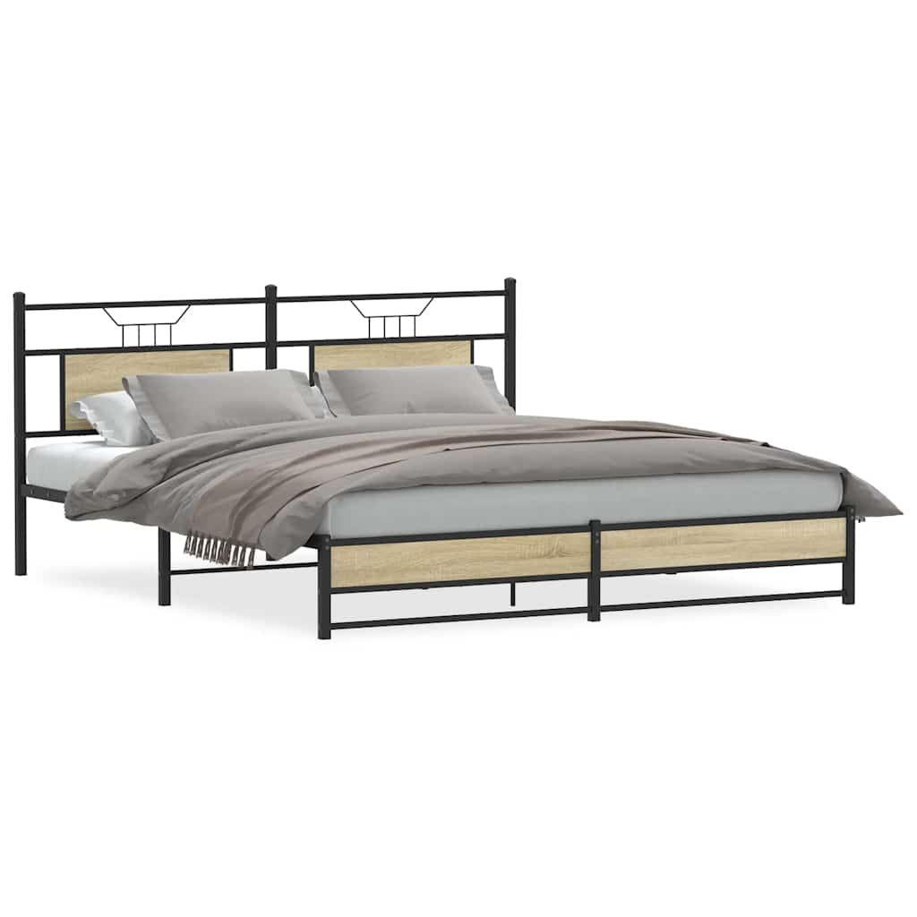 Metal Bed Frame without Mattress Sonoma Oak 183x213 cm - Bargainia.com - 8721158667755 - 3325121