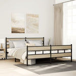 Metal Bed Frame without Mattress Sonoma Oak 193x203 cm - Bargainia.com - 