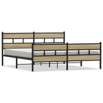 Metal Bed Frame without Mattress Sonoma Oak 193x203 cm - Bargainia.com - 