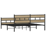 Metal Bed Frame without Mattress Sonoma Oak 193x203 cm - Bargainia.com - 