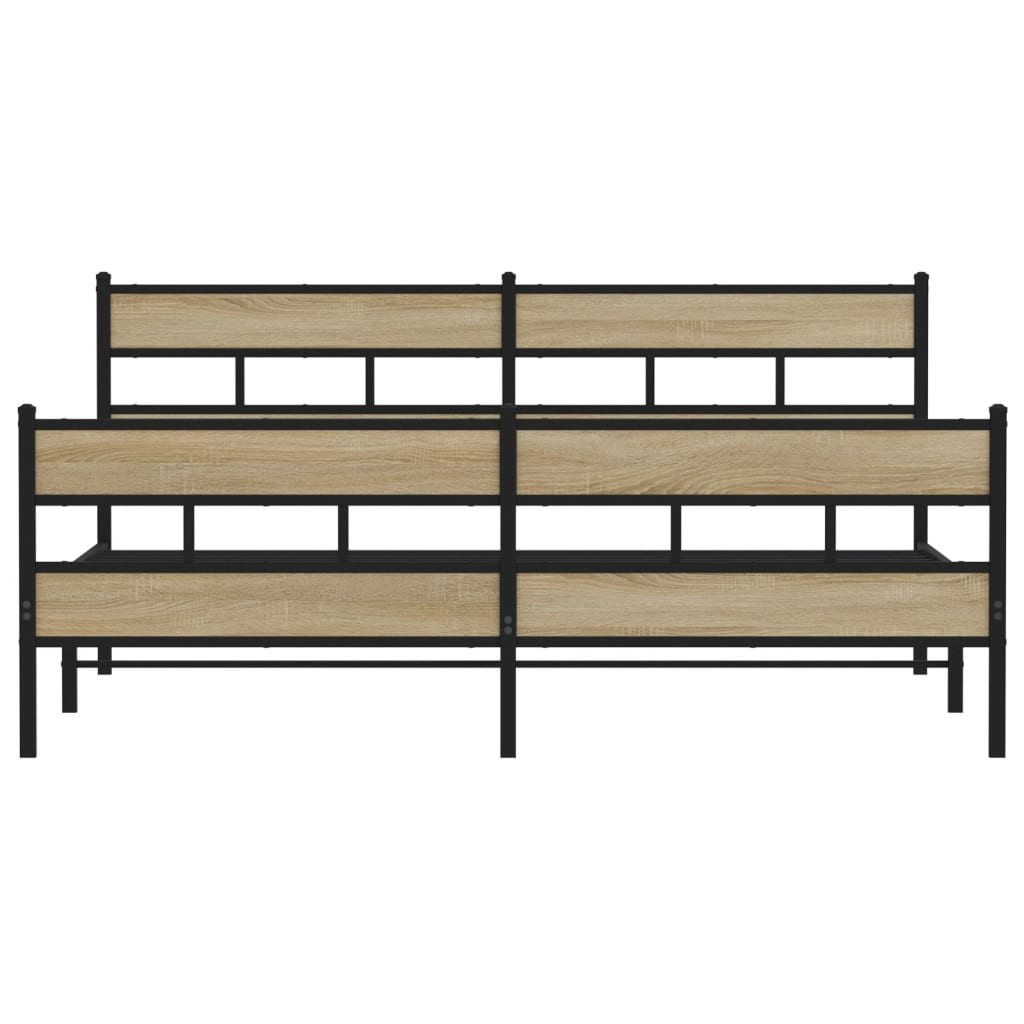 Metal Bed Frame without Mattress Sonoma Oak 193x203 cm - Bargainia.com - 