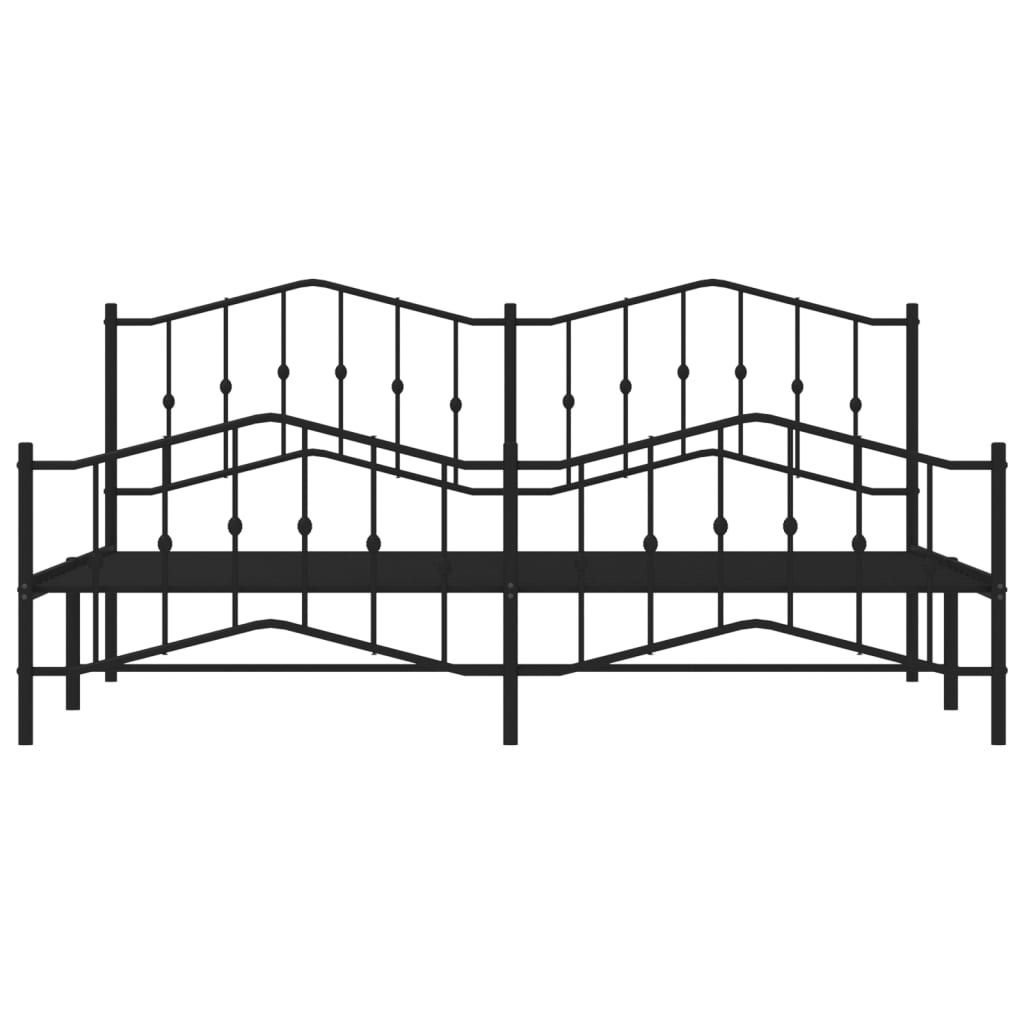 Metal Bed Frame without Mattress with Footboard Black 193x203cm - Bargainia.com - 8721012211223 - 373813