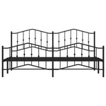 Metal Bed Frame without Mattress with Footboard Black 193x203cm - Bargainia.com - 