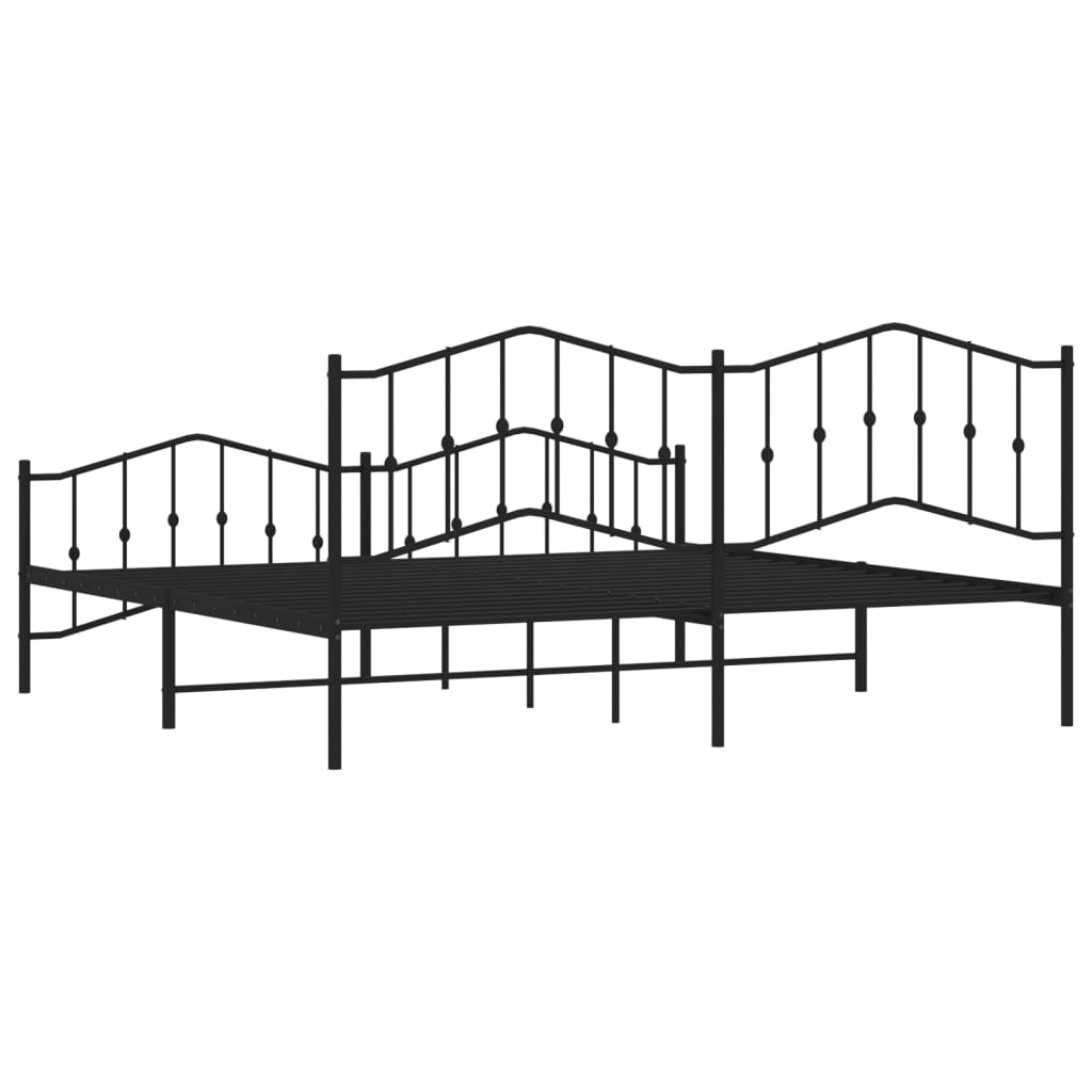 Metal Bed Frame without Mattress with Footboard Black 193x203cm - Bargainia.com - 8721012211223 - 373813