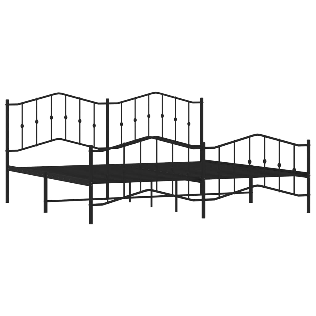 Metal Bed Frame without Mattress with Footboard Black 193x203cm - Bargainia.com - 8721012211223 - 373813