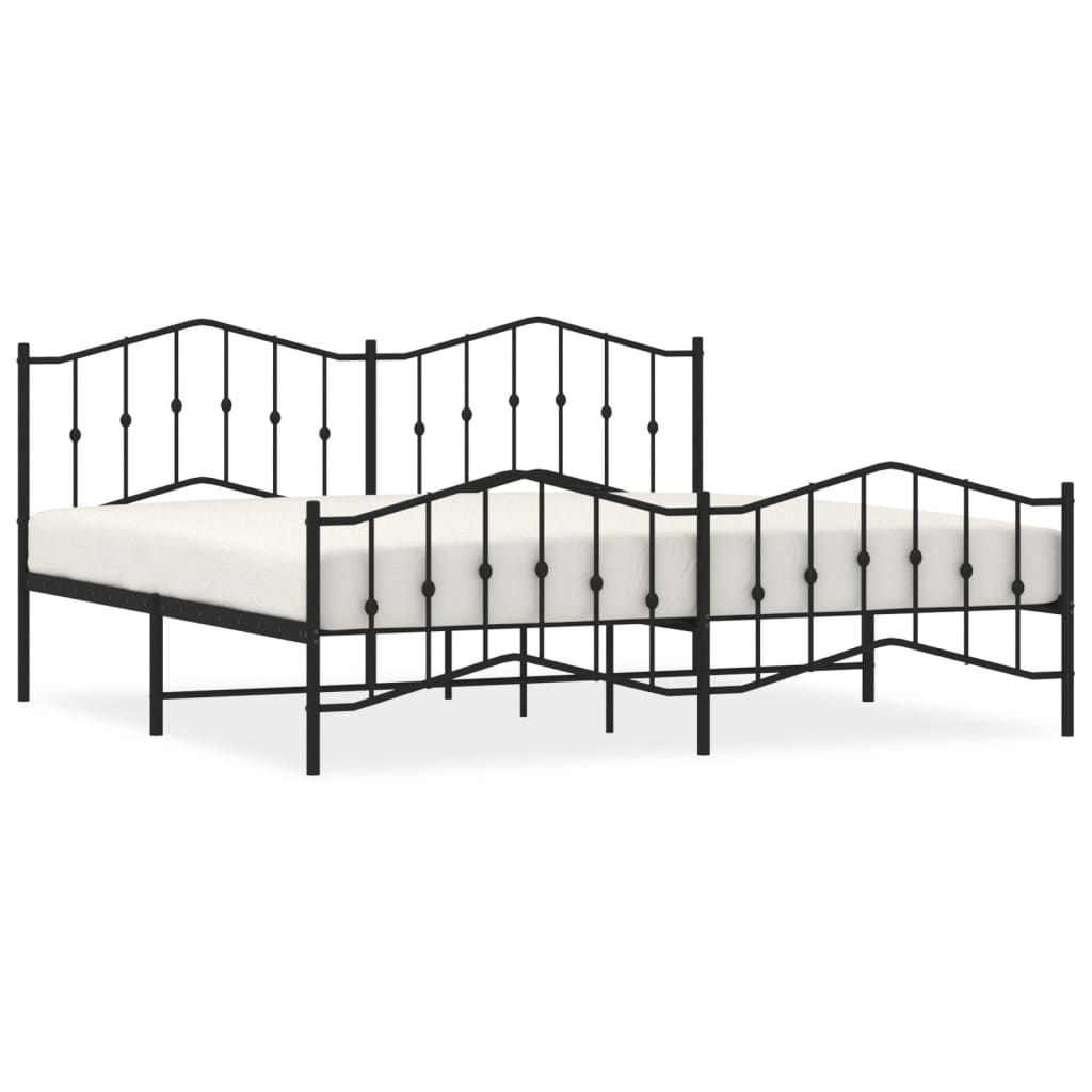 Metal Bed Frame without Mattress with Footboard Black 193x203cm - Bargainia.com - 8721012211223 - 373813