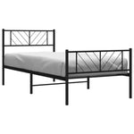 Metal Bed Frame without Mattress with Footboard Black 75x190cm - Bargainia.com - 