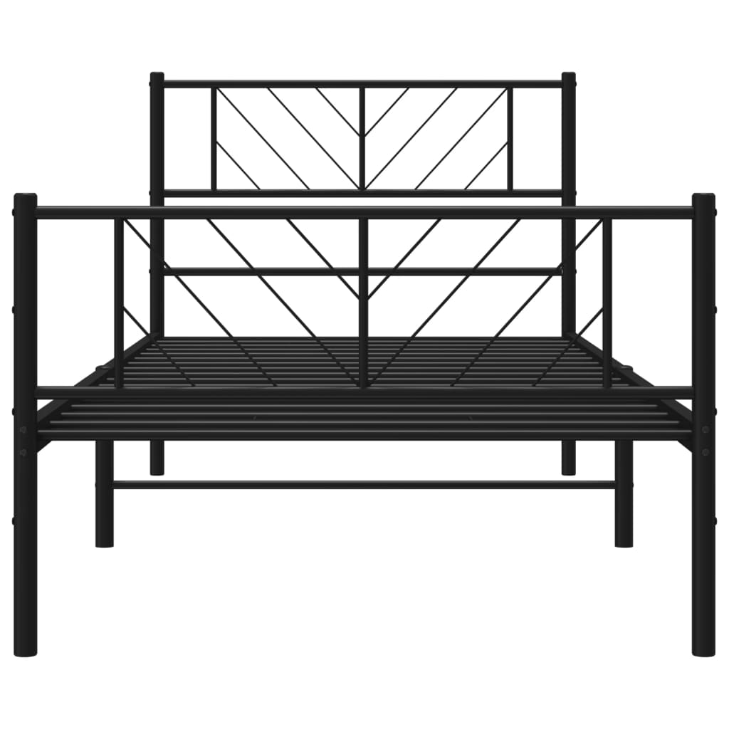 Metal Bed Frame without Mattress with Footboard Black 75x190cm - Bargainia.com - 