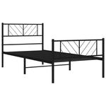 Metal Bed Frame without Mattress with Footboard Black 75x190cm - Bargainia.com - 