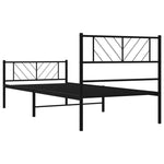 Metal Bed Frame without Mattress with Footboard Black 75x190cm - Bargainia.com - 